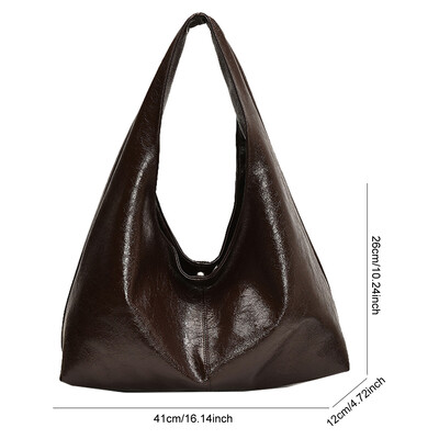 Genți de umăr de epocă pentru femei Geantă mare Hobo Shopper de culoare solidă din piele moale PU Geantă de mână pentru subrat Geantă de călătorie pentru doamne