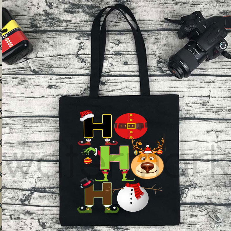 Cadou de Crăciun Fericit Harajuku Kawaii Print Femei Shopper Geantă Shopper alb Femei Shopper Genți de umăr Geantă Tote, Drop Ship