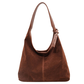 Γυναικεία Suede Hobo Τσάντα Slouchy Shoulder Bag Magnetic Close Retro Τσάντα μεγάλης χωρητικότητας για ταξίδια εργασίας