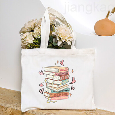 Torba s otisnutim knjigama o cvijeću Književna knjiga Torbe na rame s cvijećem Ilustracije Torbe za knjige za djevojke Putna Harajuku platnena torbica