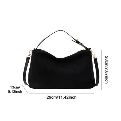 Geantă vintage din piele intoarsa pentru femei, toamna iarna, genți de umăr pentru navetă.