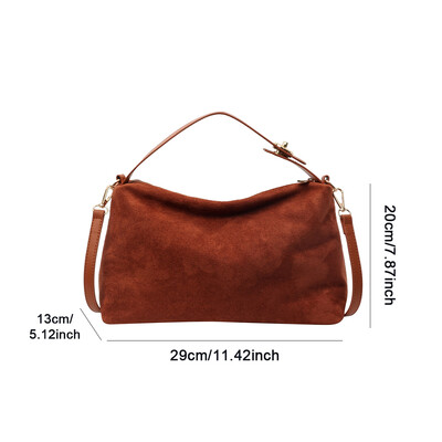 Geantă vintage din piele intoarsa pentru femei, toamna iarna, genți de umăr pentru navetă.