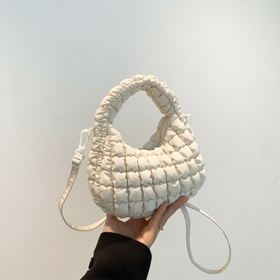 Geantă pliată pentru femei, pliată, din piele PU, cu bule de nor, geantă solidă, căptușită, curea detașabilă, husă drăguță pentru vacanță de petrecere