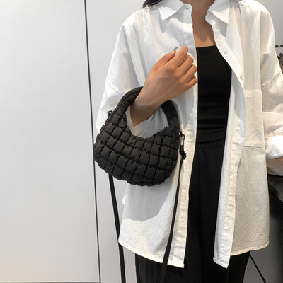 Geantă pliată pentru femei, pliată, din piele PU, cu bule de nor, geantă solidă, căptușită, curea detașabilă, husă drăguță pentru vacanță de petrecere