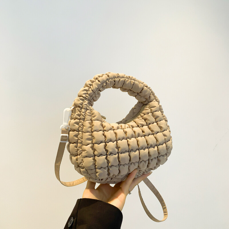 Geantă pliată pentru femei, pliată, din piele PU, cu bule de nor, geantă solidă, căptușită, curea detașabilă, husă drăguță pentru vacanță de petrecere