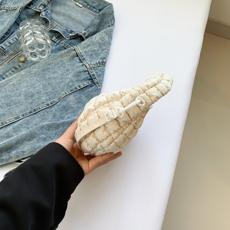 Geantă pliată pentru femei, pliată, din piele PU, cu bule de nor, geantă solidă, căptușită, curea detașabilă, husă drăguță pentru vacanță de petrecere