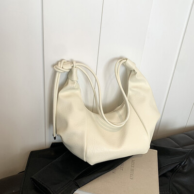 Geantă de umăr pentru femei Curea reglabilă Geantă Crescent Piele PU Geantă pentru găluște de culoare solidă Fermoar pentru călătorii de muncă