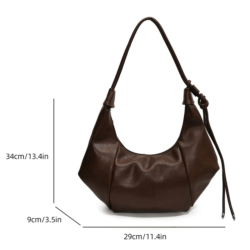 Geantă de umăr pentru femei Curea reglabilă Geantă Crescent Piele PU Geantă pentru găluște de culoare solidă Fermoar pentru călătorii de muncă