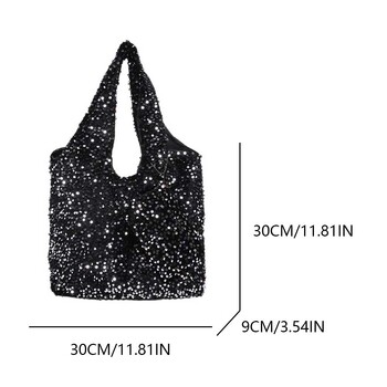 Τσάντα Slouchy Shoulder Bag για Γυναικεία Sequin Hobo Τσάντα μασχάλης για τη δουλειά Ταξιδιωτικές αγορές