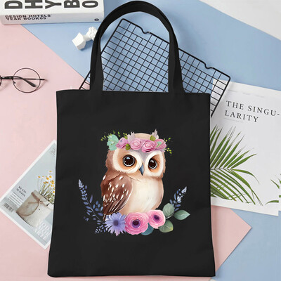 Genți de mână de umăr pentru femei cu imprimeu grafic bufniță Geantă de cumpărături de capacitate mare pentru fete și adolescenți Geantă tote din pânză Genți pliabile reutilizabile