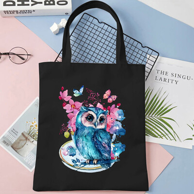 Genți de mână de umăr pentru femei cu imprimeu grafic bufniță Geantă de cumpărături de capacitate mare pentru fete și adolescenți Geantă tote din pânză Genți pliabile reutilizabile
