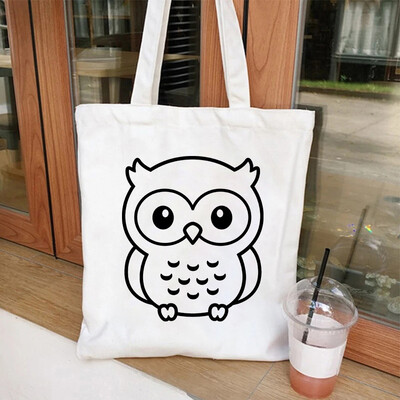 Genți de mână de umăr pentru femei cu imprimeu grafic bufniță Geantă de cumpărături de capacitate mare pentru fete și adolescenți Geantă tote din pânză Genți pliabile reutilizabile