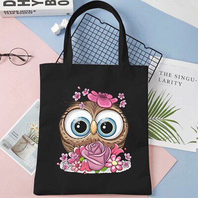 Genți de mână de umăr pentru femei cu imprimeu grafic bufniță Geantă de cumpărături de capacitate mare pentru fete și adolescenți Geantă tote din pânză Genți pliabile reutilizabile