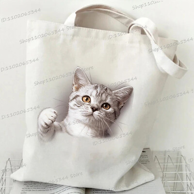 Grafika slatke mačke Ručna torba Ženska velika platnena torba Vintage torba na rame Harajuku Hip Hop torba za kupnju Torba s crtanim 3D mačkama