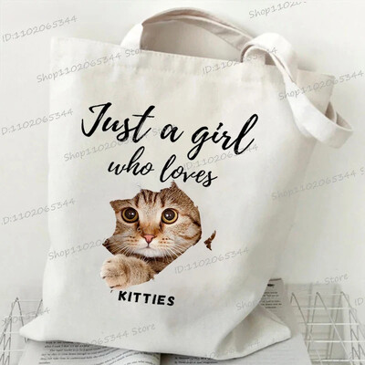 Grafika slatke mačke Ručna torba Ženska velika platnena torba Vintage torba na rame Harajuku Hip Hop torba za kupnju Torba s crtanim 3D mačkama