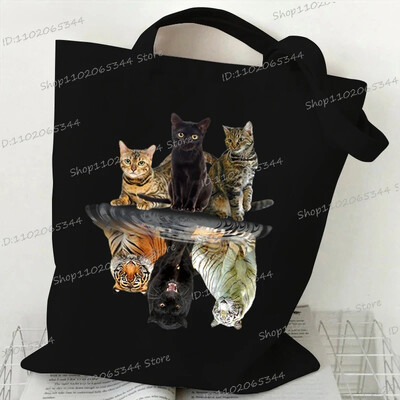 Grafika slatke mačke Ručna torba Ženska velika platnena torba Vintage torba na rame Harajuku Hip Hop torba za kupnju Torba s crtanim 3D mačkama