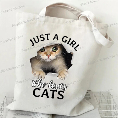 Grafika slatke mačke Ručna torba Ženska velika platnena torba Vintage torba na rame Harajuku Hip Hop torba za kupnju Torba s crtanim 3D mačkama