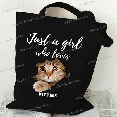 Grafika slatke mačke Ručna torba Ženska velika platnena torba Vintage torba na rame Harajuku Hip Hop torba za kupnju Torba s crtanim 3D mačkama