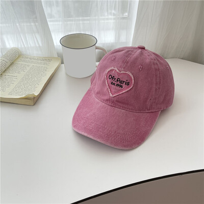Y2K Girls Pink Love Izvezena bejzbol kapa Kapa sa šiljkom Vanjska zaštita od sunca Šešir za sunčanje Ležerni sport Trčanje Biciklizam Kapa s šiltom