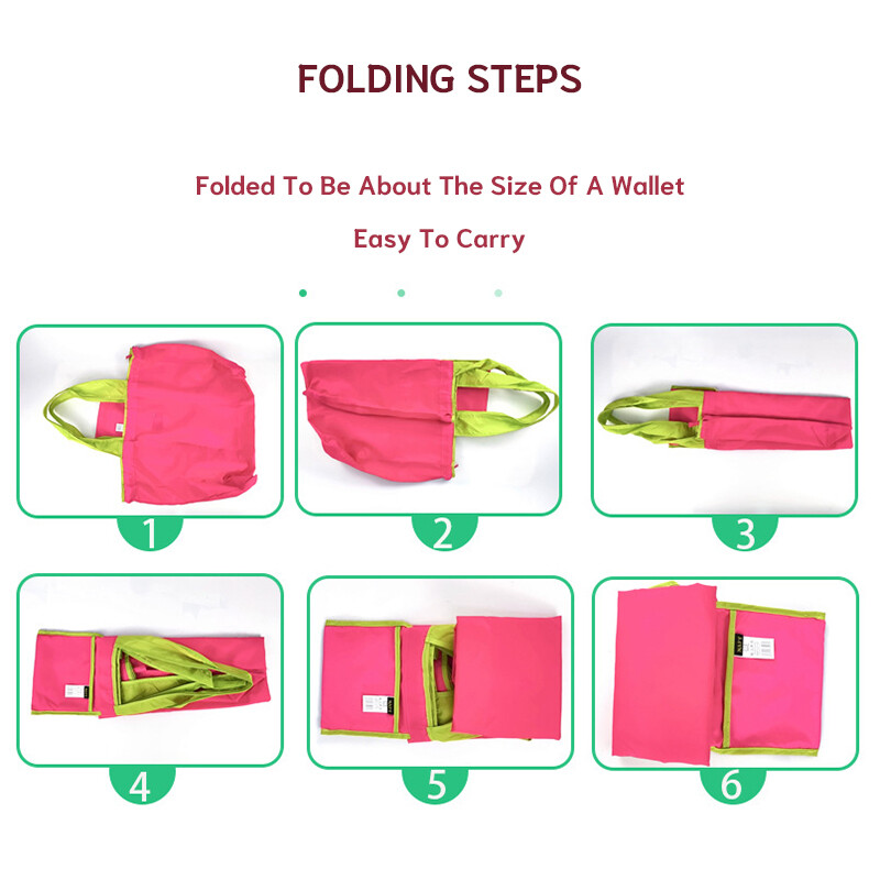 Geantă de cumpărături reutilizabilă Geantă ecologică de mare capacitate Genți de mână din nailon de culoare solidă Husă de depozitare pentru umăr, pliabilă, impermeabilă