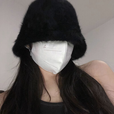 Pălărie cu găleată din blană artificială pufoasă pentru femei Pălărie de pescar din pluș de lux Pălărie caldă de iarnă Se îngroașă șapca Panama, ziua rece, cu zăpadă