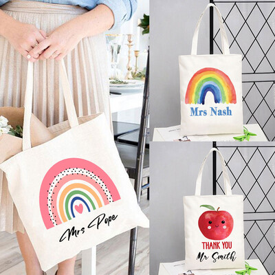 Personalizirana duga ženska platnena torba Teacher Shopping Bag Teacher Life Višekratna ekološka torba za kupnju Torba za knjige Modni poklon