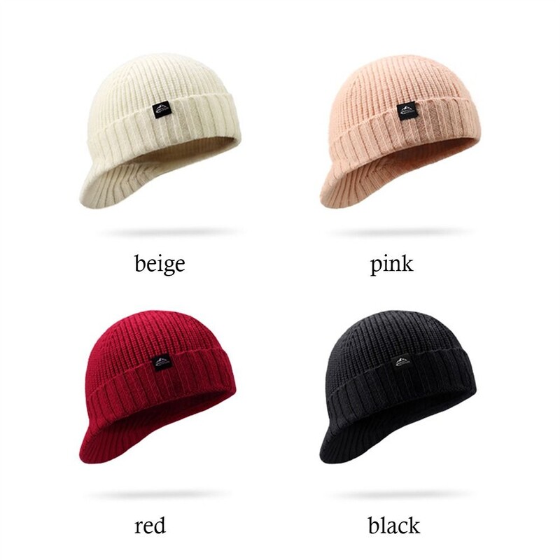 Pălărie tricotată caldă, rezistentă la vânt, la modă, Șapcă cu vârf scurtă, rezistentă la frig, pentru toamnă și iarnă.