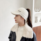 Ženske zimske kape sa šiltom Pleteni kratki šilteri Prazan vrh Održava toplinu Modne jednobojne kape za kosu s repom