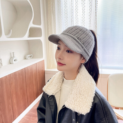 Ženske zimske kape sa šiltom Pleteni kratki šilteri Prazan vrh Održava toplinu Modne jednobojne kape za kosu s repom