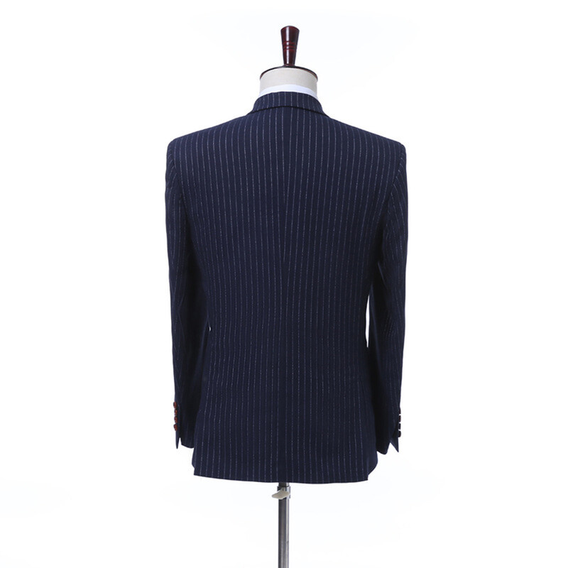 Costum 3 piese pentru bărbați, cu dungi, cu rever cu un buton, jachetă pentru petrecere de nuntă, set de pantaloni