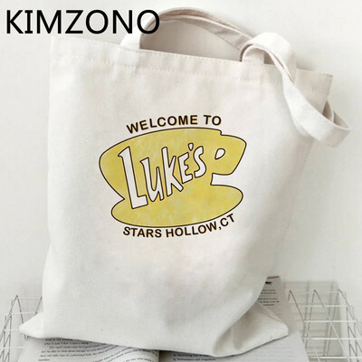 Geantă de cumpărături pentru fete Gilmore, din bumbac, reutilizabilă, tote din pânză, geantă de cumpărături, geantă de cumpărături, ecobag net sacolas