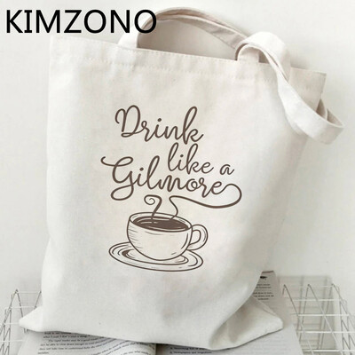 Geantă de cumpărături pentru fete Gilmore, din bumbac, reutilizabilă, tote din pânză, geantă de cumpărături, geantă de cumpărături, ecobag net sacolas