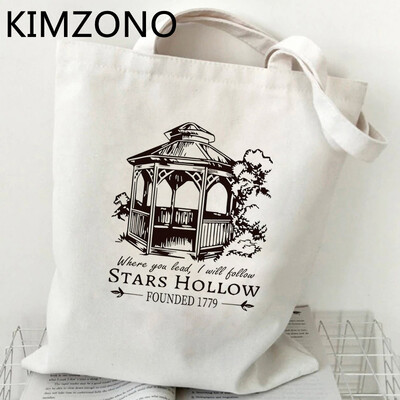 Geantă de cumpărături pentru fete Gilmore, din bumbac, reutilizabilă, tote din pânză, geantă de cumpărături, geantă de cumpărături, ecobag net sacolas