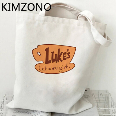 Geantă de cumpărături pentru fete Gilmore, din bumbac, reutilizabilă, tote din pânză, geantă de cumpărături, geantă de cumpărături, ecobag net sacolas
