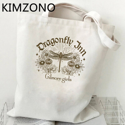 Geantă de cumpărături pentru fete Gilmore, din bumbac, reutilizabilă, tote din pânză, geantă de cumpărături, geantă de cumpărături, ecobag net sacolas