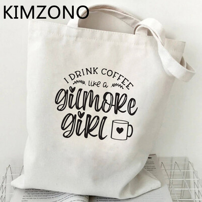 Geantă de cumpărături pentru fete Gilmore, din bumbac, reutilizabilă, tote din pânză, geantă de cumpărături, geantă de cumpărături, ecobag net sacolas