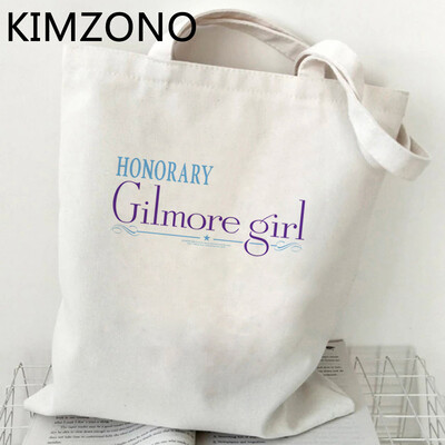 Geantă de cumpărături pentru fete Gilmore, din bumbac, reutilizabilă, tote din pânză, geantă de cumpărături, geantă de cumpărături, ecobag net sacolas
