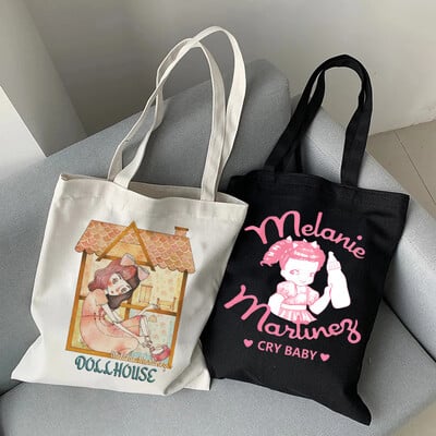 Divat Újdonság a Melanie Martinez bevásárlótáskában Eco Manga Tote Harajuku vásárlótáska Női vászon válltáska