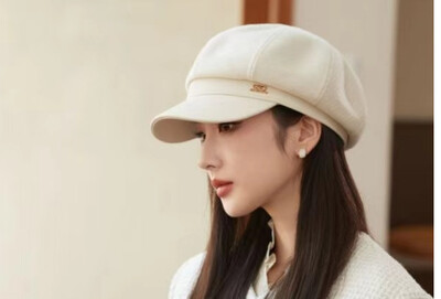 Nova ženska tanka kapa s elegantnim umjetničkim stilom, šešir s pačjim jezikom čiste boje, svestrana osmerokutna kapa, književni šešir za dječaka iz novina