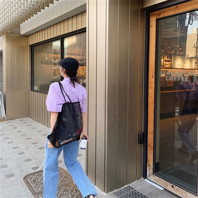 Lielas ietilpības iepirkumu soma Caurspīdīga King Mesh modes plecu soma Daudzpusīga ikdienas Crossbody Bag Pārnēsājama pludmales soma