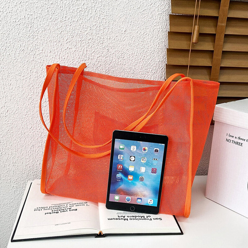 Geantă de umăr de călătorie cu plasă de plajă pentru femei Genți de umăr de mare capacitate pentru ținerea jucăriilor Bacănie Picnic Geantă de mână pentru doamne Geanta de cumpărături