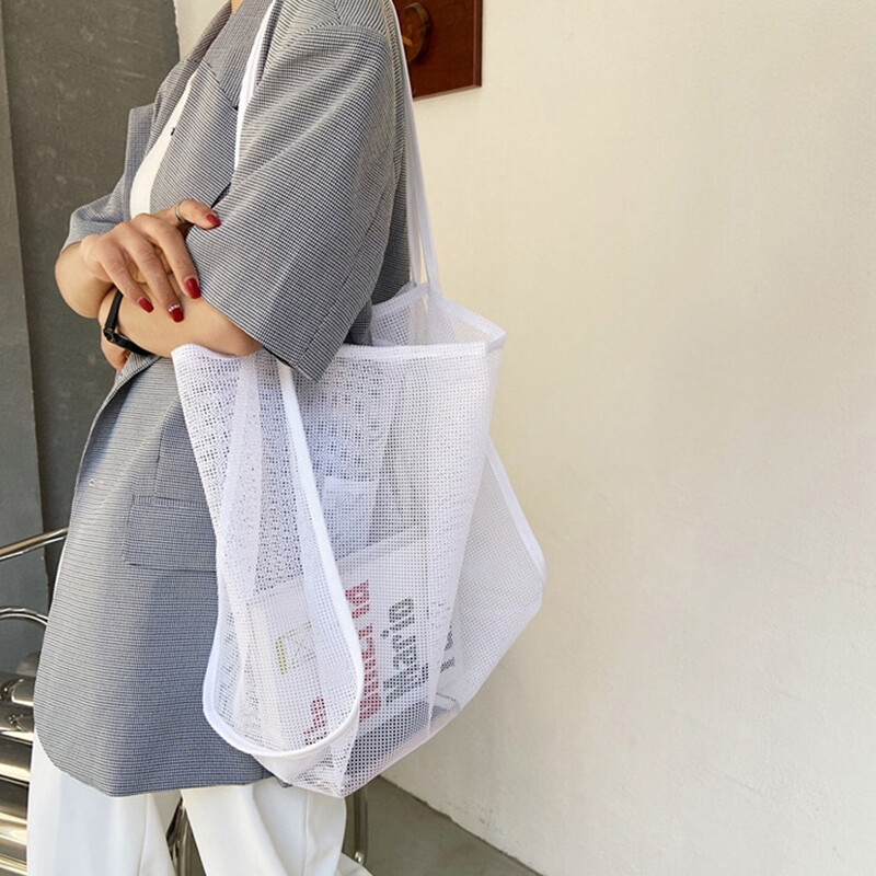 Geantă de umăr de călătorie cu plasă de plajă pentru femei Genți de umăr de mare capacitate pentru ținerea jucăriilor Bacănie Picnic Geantă de mână pentru doamne Geanta de cumpărături