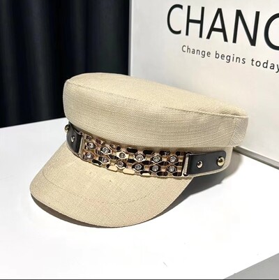 Nova ženska beretka s lancem od kamenčića Retro modna mala mirisna slikarska kapa za djevojčice temperamentni osmokutni šešir za raznose