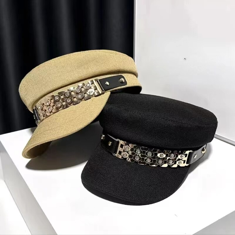 Nova ženska beretka s lancem od kamenčića Retro modna mala mirisna slikarska kapa za djevojčice temperamentni osmokutni šešir za raznose