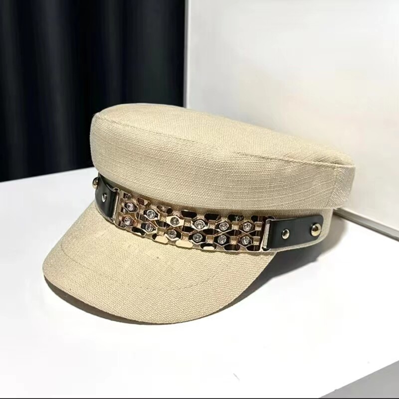 Nova ženska beretka s lancem od kamenčića Retro modna mala mirisna slikarska kapa za djevojčice temperamentni osmokutni šešir za raznose