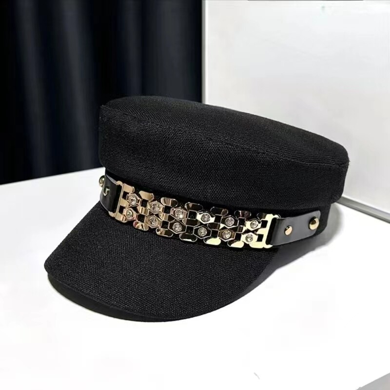 Nova ženska beretka s lancem od kamenčića Retro modna mala mirisna slikarska kapa za djevojčice temperamentni osmokutni šešir za raznose
