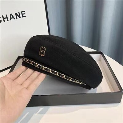 Nouă beretă cu lanț pălărie pentru femei șapcă iarnă retro maro negru artist plat moda doamnă fete șapcă vintage stil star