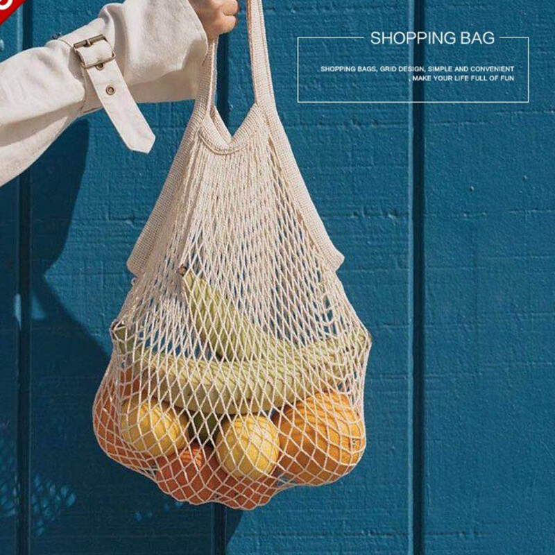 Geantă de cumpărături din plasă de bumbac, reutilizabilă, geantă de mână pentru depozitarea fructelor, tote, pentru femei, pentru cumpărături, plasă, magazin de băcănie