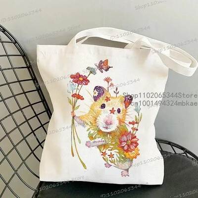 Geantă de mână cu pisici și flori pentru femei, estetică vintage, design pisicuță, genți de cumpărături pentru fete adolescente, geantă reutilizabilă, geantă de umăr pentru femei