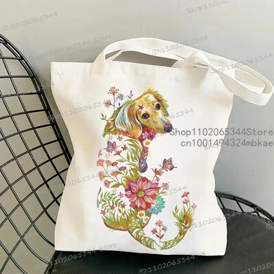 Geantă de mână cu pisici și flori pentru femei, estetică vintage, design pisicuță, genți de cumpărături pentru fete adolescente, geantă reutilizabilă, geantă de umăr pentru femei